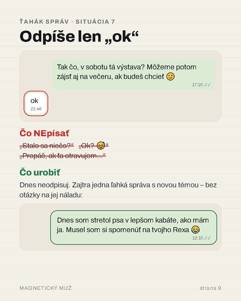 Keď odpíše len ok