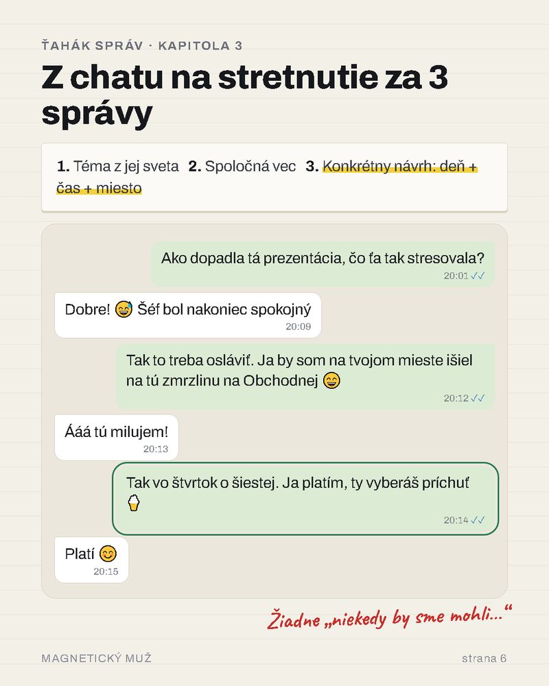 Z chatu na stretnutie za 3 správy